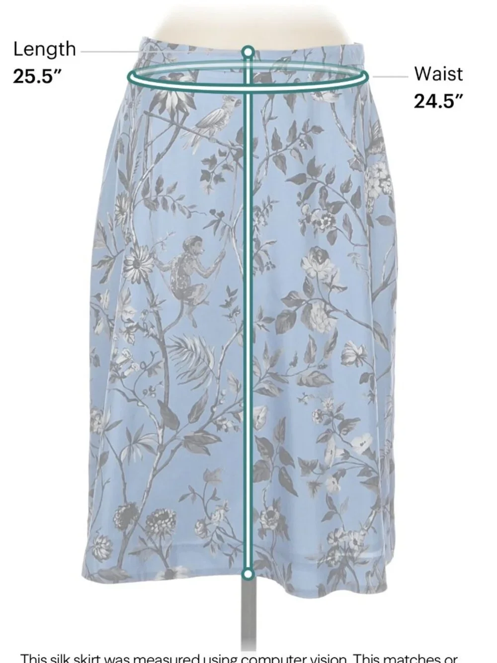 J.Crew 100% Silk Skirt - Blue Floral/Tropical Print